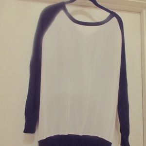 $244 NWT Joie Melena sweater blouse black white L